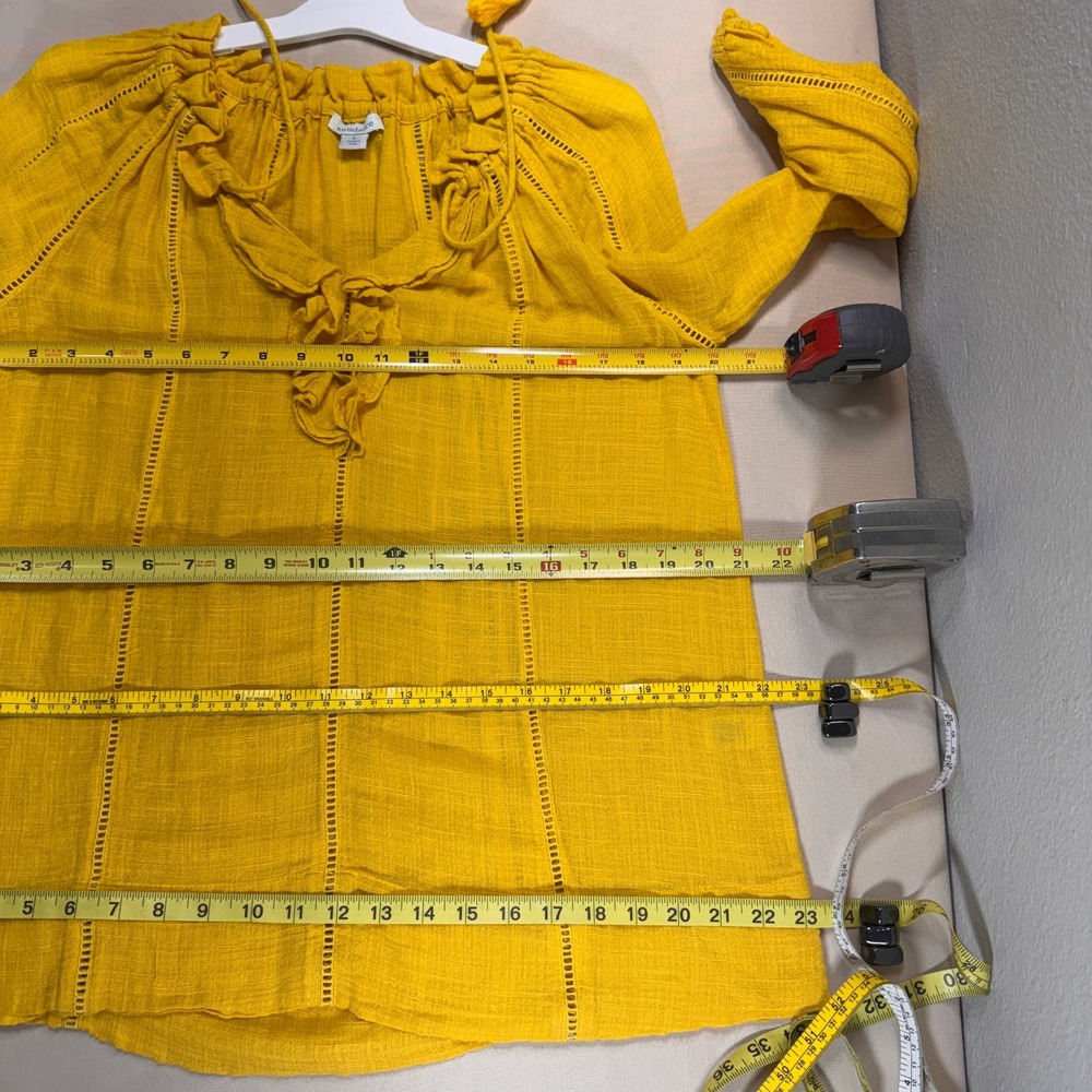Sundance Golden Yellow Ruffle Tassel Peasant Blouse Size Small Boho Casual GUC - Picture 6 of 13